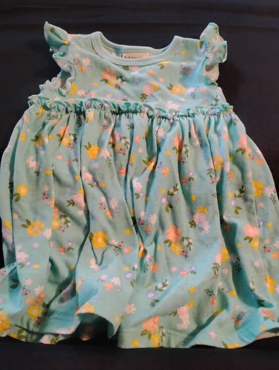 First Impressions Other - First Impressions Aqua Floral Ruffle-Sleeve Dress